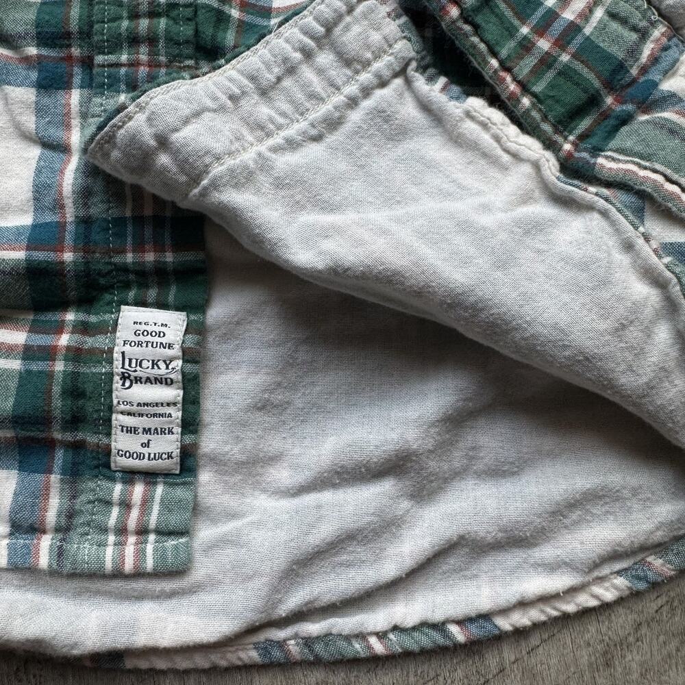 Lucky Brand Men's Green Plaid Flannel Lined Button Down Shirt M Classic American - Picture 4 of 8